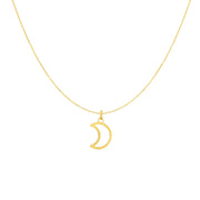 14K Yellow Gold Open Moon Necklace