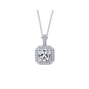 Sterling Silver 1.52 Carat Halo Pendant Necklace