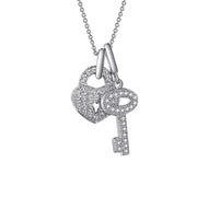 Sterling Silver Heart & Key Pendant Necklace