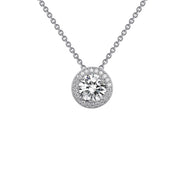 Sterling Silver 1.25 Carat Halo Pendant Necklace