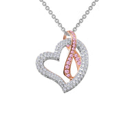 Sterling Silver Pink Ribbon Heart Pendant Necklace