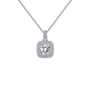 Sterling Silver 2.06 Carat Halo Pendant Necklace