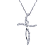 Sterling Silver 0.24 Carat Cross Pendant Necklace
