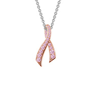 Sterling Silver Pink Ribbon Pendant Necklace