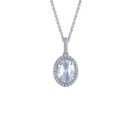 Sterling Silver 1.51 Carat Halo Pendant Necklace