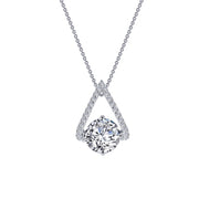 Sterling Silver Trapeze Solitaire Pendant Necklace
