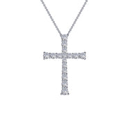 Sterling Silver 1.65 Carat Cross Pendant Necklace