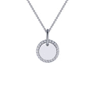 Sterling Silver Round Disc Pendant Necklace