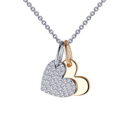 Sterling Silver Heart Shadow Charm Pendant Necklace