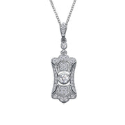Sterling Silver Art Deco Inspired Pendant Necklace