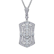 Sterling Silver Art Deco Inspired Pendant Necklace