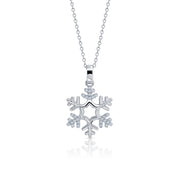 Sterling Silver 0.30 Carat Snowflake Necklace
