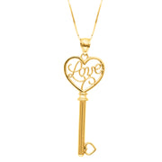 14K Yellow Gold Love Key Necklace