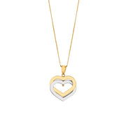 14K Two-Tone Gold Polished Interlocking Hearts Necklace