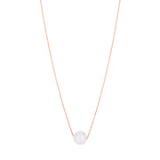 14K Rose Gold Pearl Necklace Solitaire Necklace