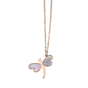 14K Rose Gold Mother of Pearl Dragonfly Necklace
