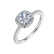 Sterling Silver Asscher-Cut Halo Engagement Ring