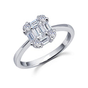 Sterling Silver Baguette Engagement Ring