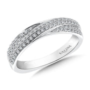 14K White Gold Double Diamond Pave Crossover Wedding Band