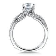 14K White Gold Pave Twist Diamond Engagement Ring