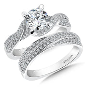 14K White Gold Pave Twist Diamond Engagement Ring