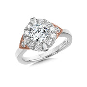 14K Two-Tone Gold Winged Halo Diamond Engagement Ring