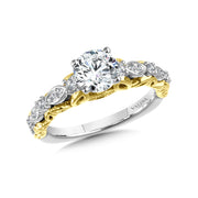 14K Two-Tone Gold Decorative Layered Diamond Engagement Ring