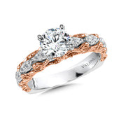 14K Two-Tone Gold Vintage Layered Diamond Engagement Ring