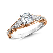 14K Two-Tone Gold Decorative Tapered Diamond Engagement Ring