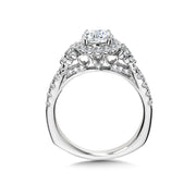 14K White Gold Floral-Halo Diamond Engagement Ring