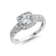 14K White Gold Cushion-Shaped Halo Diamond Engagement Ring