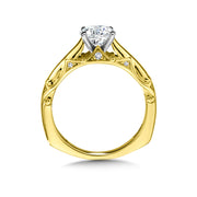 14K Yellow Gold Decorative Solitaire Engagement Ring