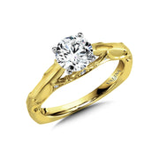 14K Yellow Gold Decorative Solitaire Engagement Ring