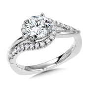 14K White Gold Round Spiral Diamond Engagement Ring
