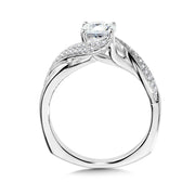 14K White Gold Spiral Pave Diamond Engagement Ring