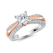 14K Two-Tone Gold Princess-Cut Two-Tone Diamond Engagement Ring