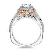 14K Two-Tone Gold Two-Tone Double Halo Diamond Engagement Ring
