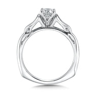 14K White Gold Sculptural Diamond Accent Engagement Ring