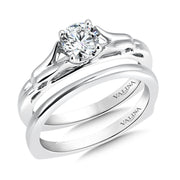 14K White Gold Sculptural Diamond Accent Engagement Ring