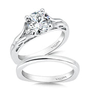 14K White Gold Large Sculptural Diamond Accent Solitaire Engagement Ring