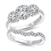 Three-Stone Halo Engagement Ring