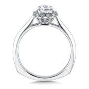 14K White Gold Classic Cushion Shape Halo Diamond Engagement Ring