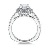 14K White Gold Double Halo Diamond Engagement Ring