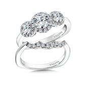Three-Stone Halo Style Engagement Ring