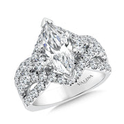 14K White Gold Statement Marquise Diamond Engagement Ring