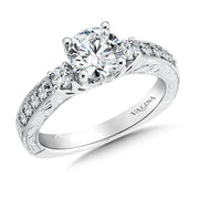 14K White Gold Three-Stone Engagement Ring