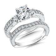 14K White Gold Three-Stone Engagement Ring