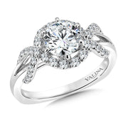 14K White Gold Infinity Split Shank Halo Engagement Ring