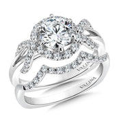 14K White Gold Infinity Split Shank Halo Engagement Ring