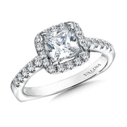 14K White Gold Princess Shape Halo Engagement Ring